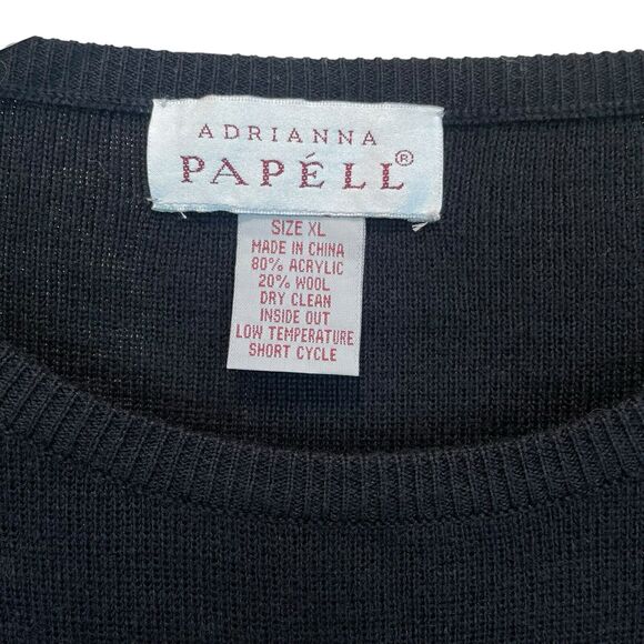VTG Adrianna Papell 2-Piece Sweater Set Womens Sz XL Rose Embroidered Beaded - Picture 3 of 15